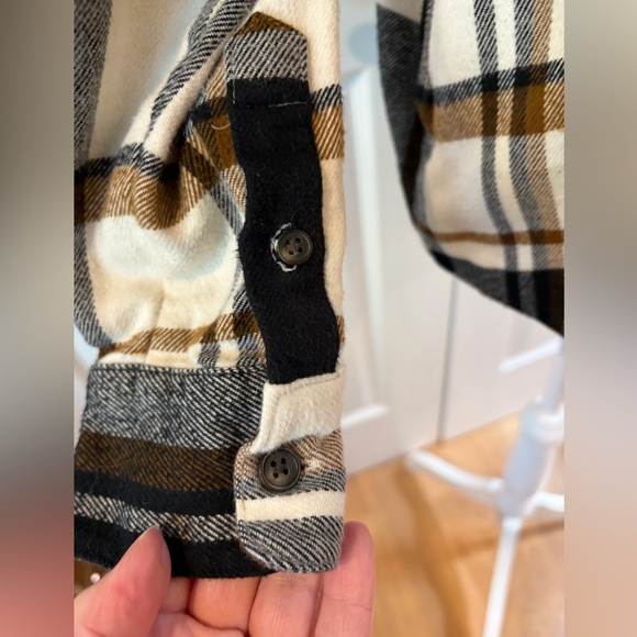 Madewell Black, Brown, Cream Plaid Cotton Flannel Sunday Button Up Shirt Size S - Picture 3 of 10